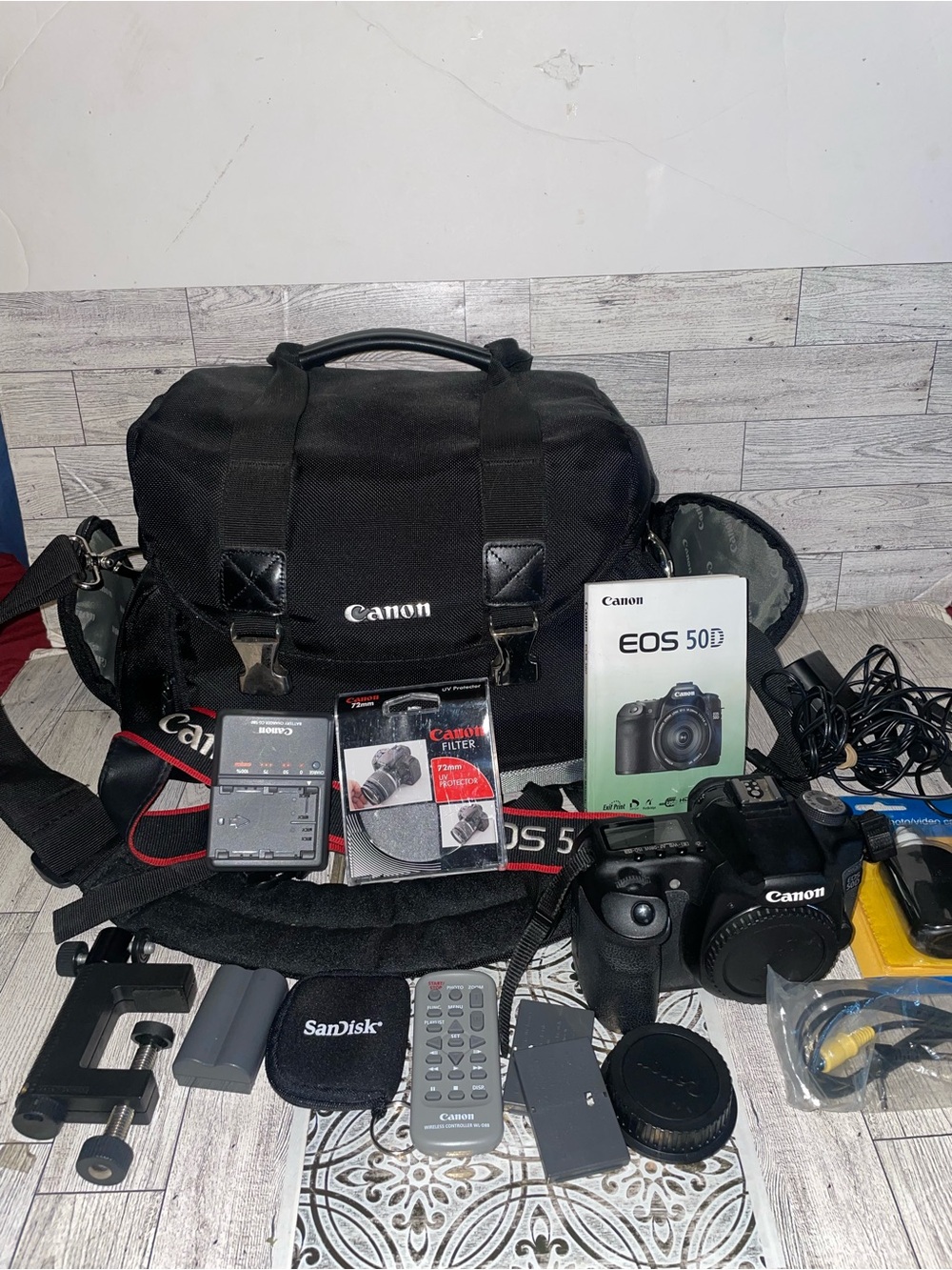 Canon Black Camera and Bag with EOS Accessories Kit